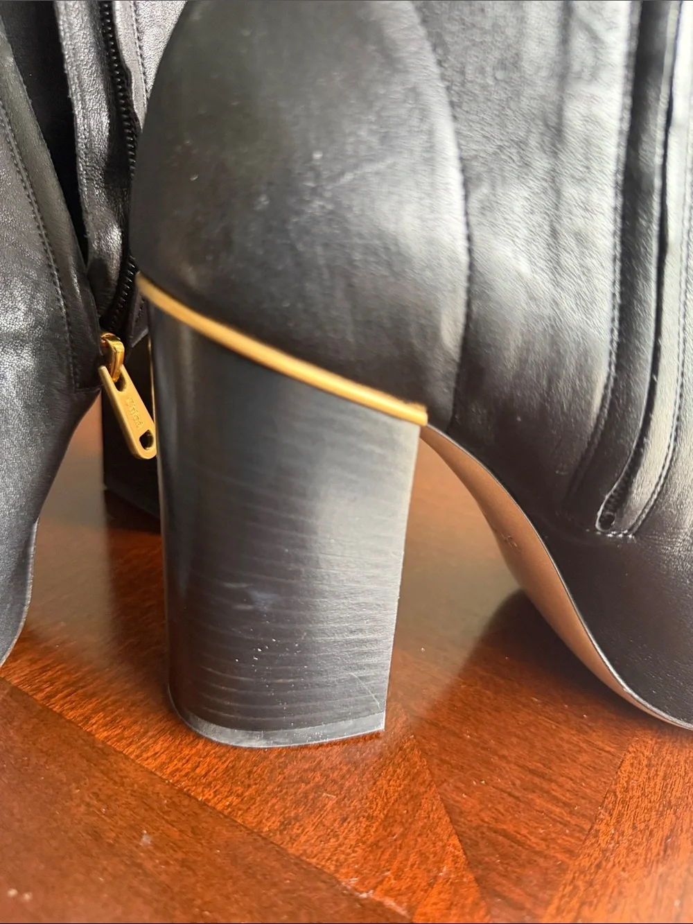Chloé
90mm Ambre ankle boots
 Ankle Boots with Gold Trim NWT size 40 or 9.5 - Picture 12 of 13